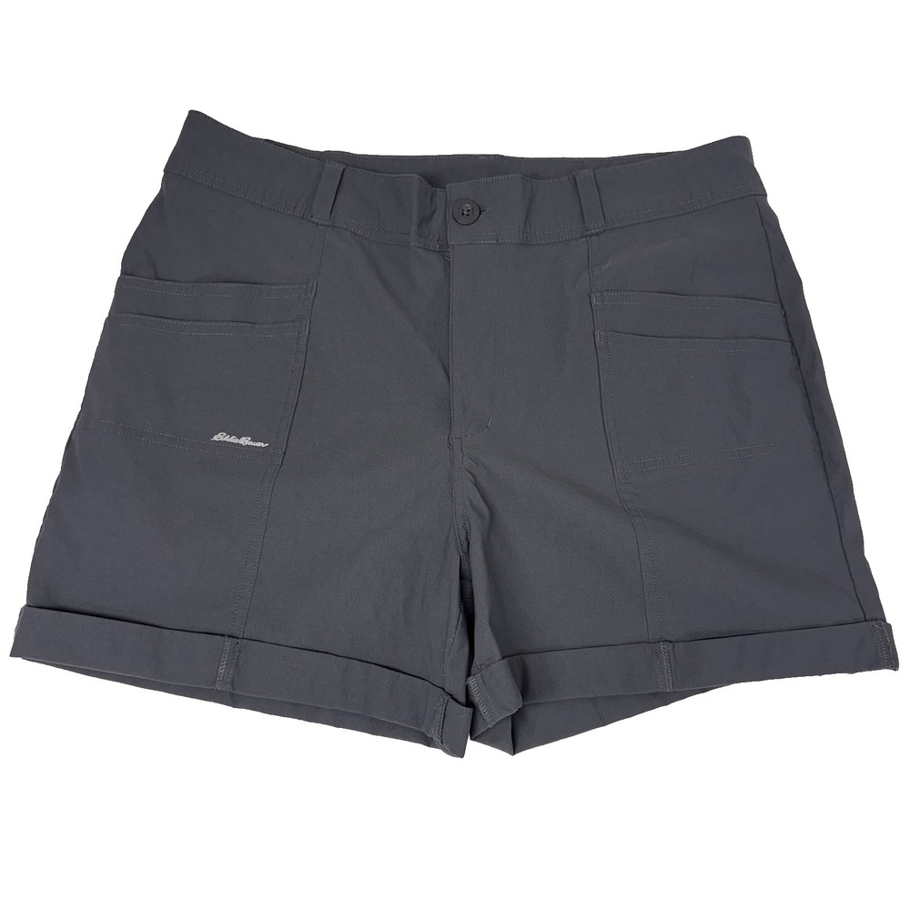 Eddie Bauer Shorts Women's 16 Gray Double Front Cargo Pocket Cuffed Gorpcore‎